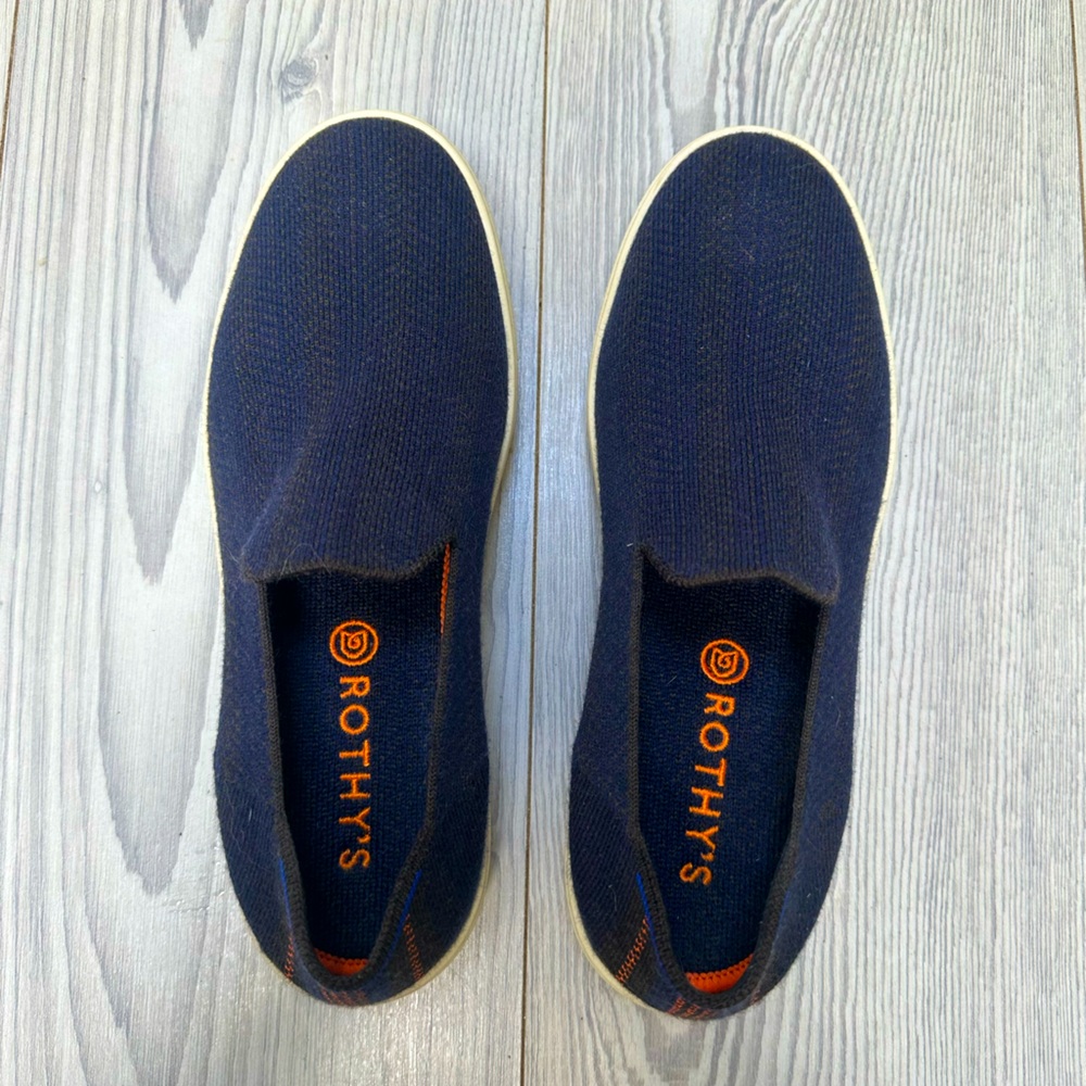 Rothy’s “The Sneaker” in Navy Herringbone Merino size 9.5 VGUC